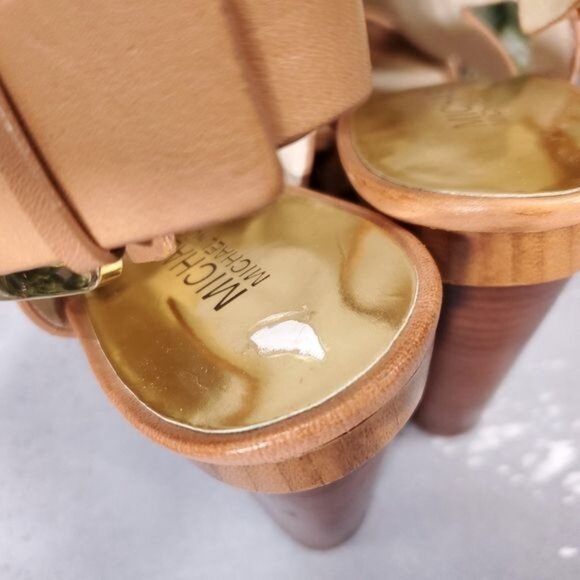 Michael Kor Nude Wedge Sandal.Strappy Leather - Picture 7 of 9